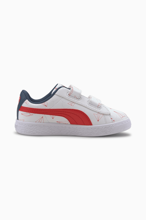 Basket Paper Plane Little Kids' Shoes, Puma White-High Risk Red, extralarge