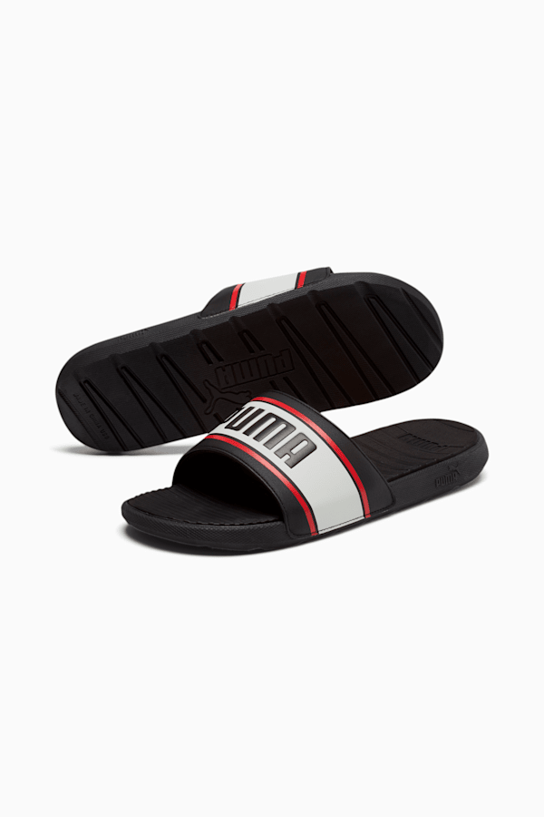 Cool Cat Sport Retro Men's Slides, Puma Black-PW-High Risk Red, extralarge