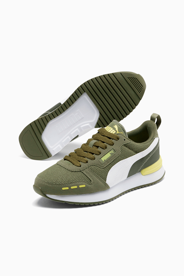 PUMA R78 Women's Sneakers, Green-White-Sunny Lime, extralarge