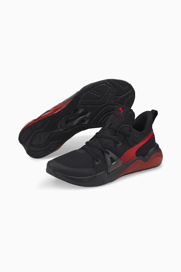 Puma black top and red shoes