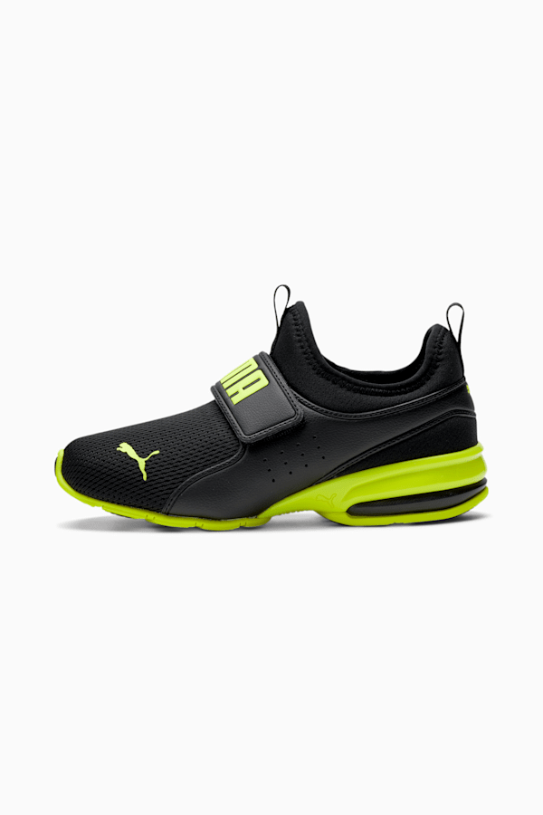 Axelion Slip-On Big Kids' Sneakers, Puma Black-Yellow Alert, extralarge