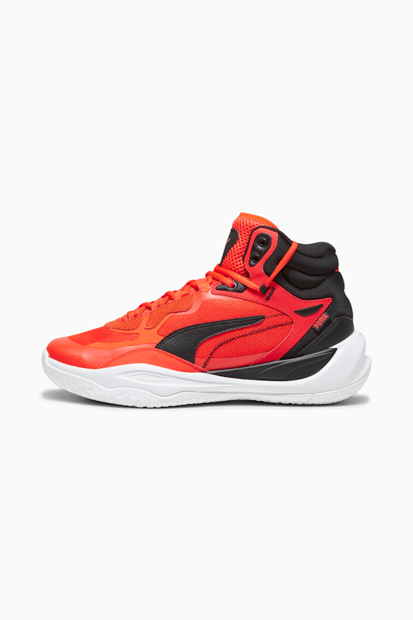 Playmaker Pro Mid Men's Basketball Shoes, Red Blast-Fiery Red-PUMA Black, extralarge