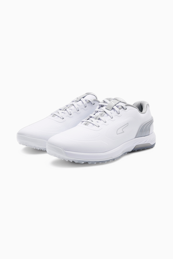 Alphacat Nitro Golf Shoes Men, PUMA White-Flat Light Gray-PUMA Silver, extralarge