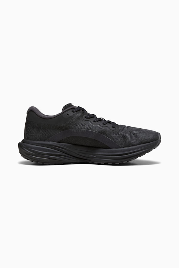 Solid black running shoes deals