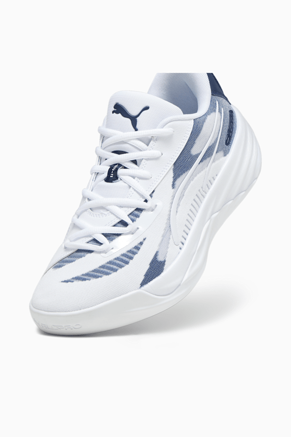 All-Pro NITRO Team Basketball Shoes, PUMA White-PUMA Navy-Lime Squeeze, extralarge-GBR
