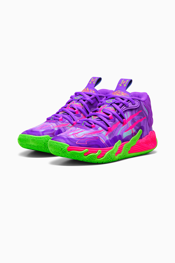PUMA x LAMELO BALL MB.03 Toxic Big Kids' Basketball Shoes, Purple Glimmer-Green Gecko, extralarge