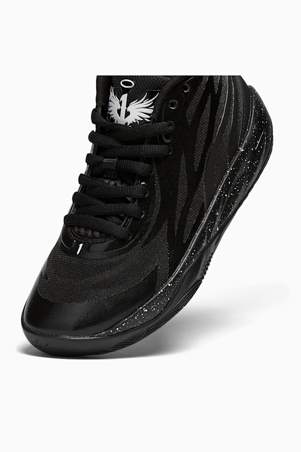PUMA x LAMELO BALL MB.02 Black Speckle Big Kids' Basketball Shoes, PUMA Black-PUMA White, extralarge
