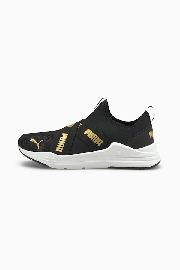 Wired Run Slip-On Shoes Big Kids, Puma Black-Puma Team Gold, extralarge