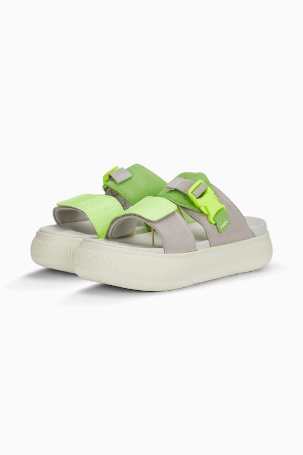 Suede Mayu Women's Sandals, Fast Yellow-Marble-Warm White, extralarge