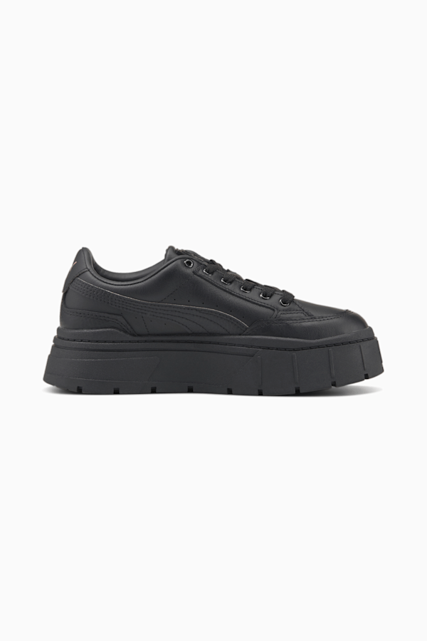 Mayze Stack Leather Sneakers Women, Puma Black, extralarge