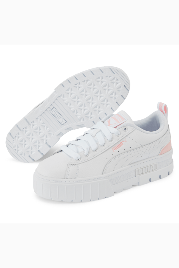 Mayze Leather Youth Trainers, Puma White-Puma White-Chalk Pink, extralarge-GBR