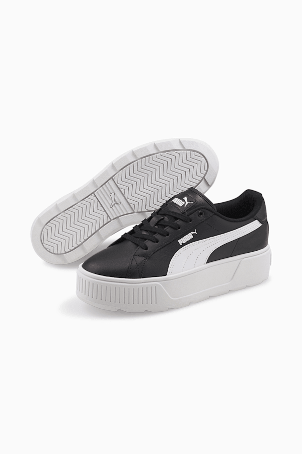 Karmen Leather Women's Sneakers, Puma Black-Puma White, extralarge