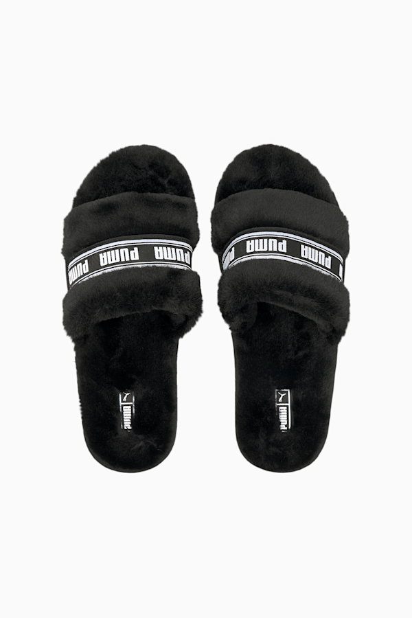 Fluff Slide Shoes Big Kids, Puma Black-Puma White, extralarge