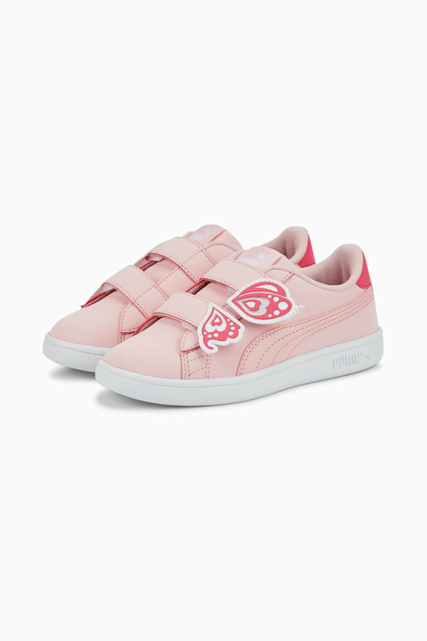 Smash v2 Butterfly Alternate Closure Little Kids' Sneakers, Almond Blossom-Almond Blossom-Sunset Pink-Puma Silver, extralarge