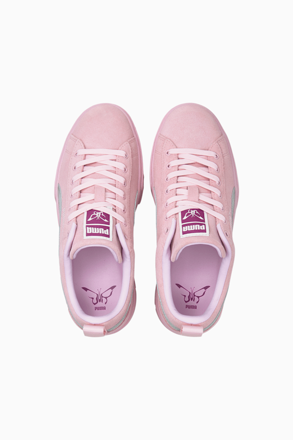 PUMA x DUA LIPA Mayze Suede Metallic Women's Sneakers, Pink Lady-Puma Silver, extralarge