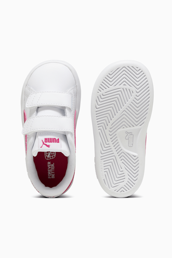 Smash 3.0 Leather V Sneakers Baby, PUMA White-Pinktastic, extralarge