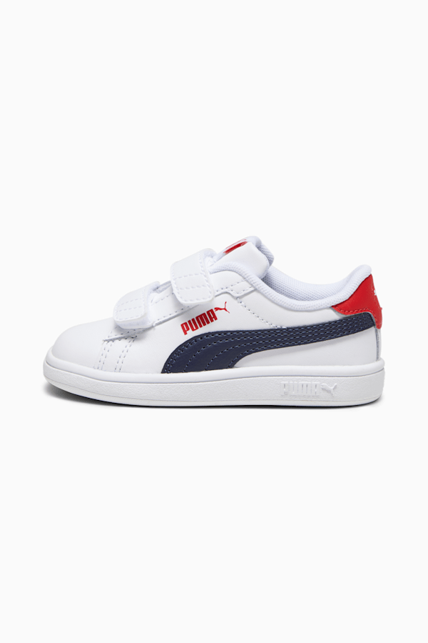 Smash 3.0 Leather V Sneakers Baby, PUMA White-PUMA Navy-For All Time Red, extralarge