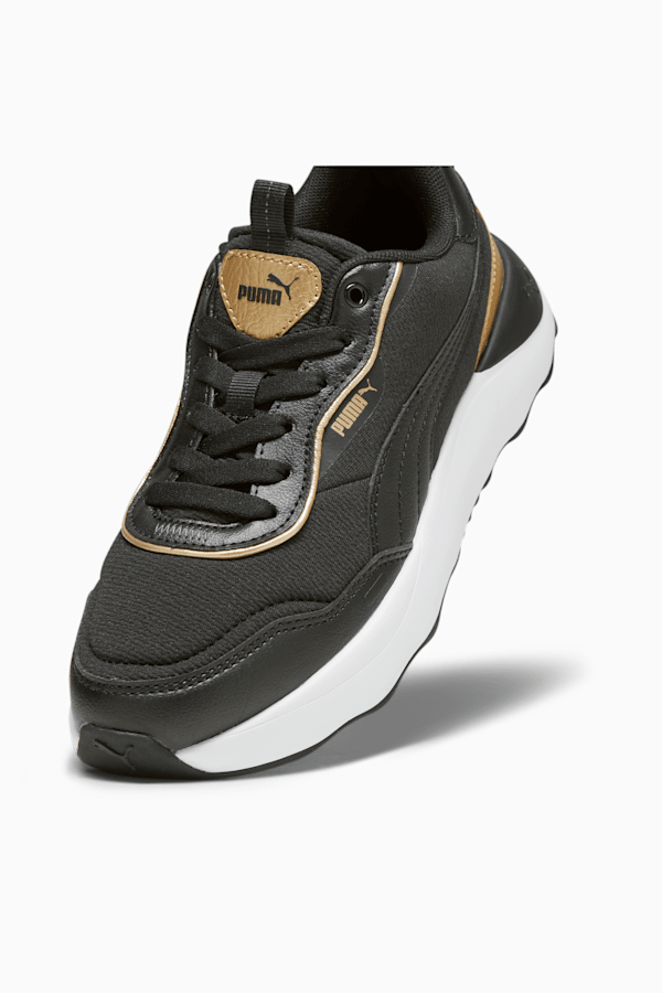 Runtamed Platform Metallics Women's Sneakers, PUMA Black-PUMA White-PUMA Gold, extralarge
