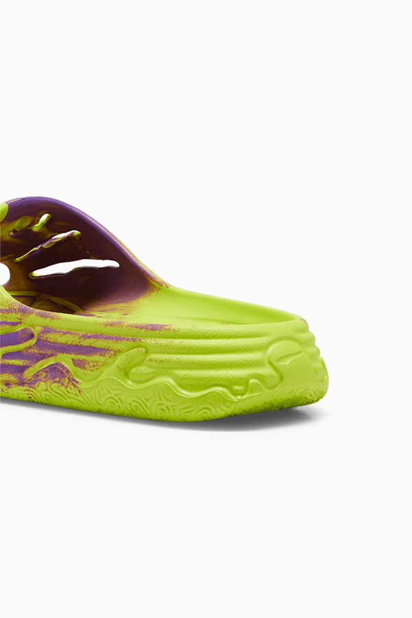 MB.03 Basketball Slides, Safety Yellow-Purple Glimmer, extralarge