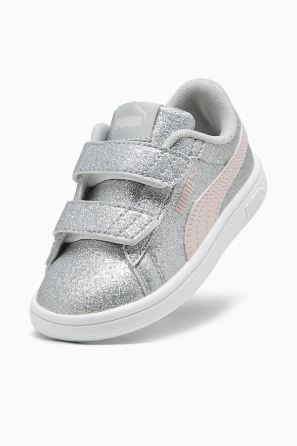 Sneakers PUMA Smash 3.0 Glitz Glam, tout-petits, Glacial Gray-Frosty Pink, extralarge