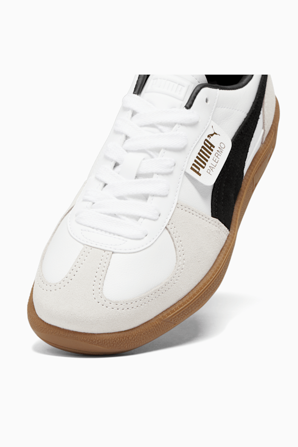 PUMA Palermo Leather sneakers in black and white