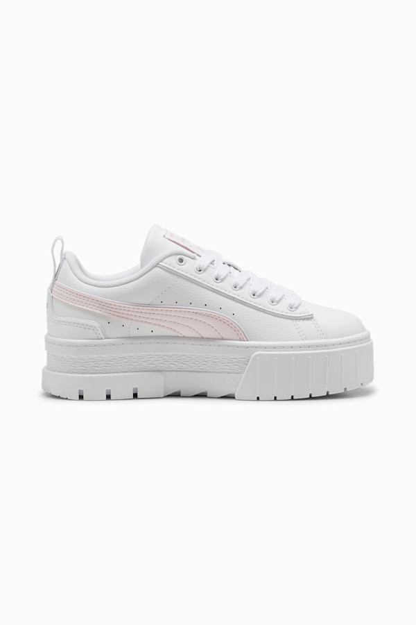 Mayze Leather Piping Youth Sneakers, PUMA White-Whisp Of Pink-Dewdrop, extralarge