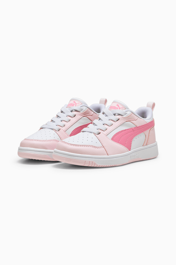 PUMA Rebound V6 Lo Kids' Sneakers, PUMA White-Fast Pink-Whisp Of Pink, extralarge-GBR