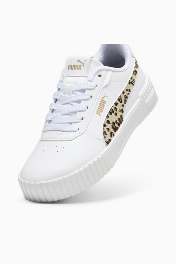 Carina 2.0 Animal Update Youth Sneakers, PUMA White-Putty-PUMA Gold, extralarge