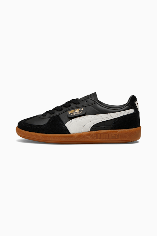 Palermo Women's Leather Sneakers, PUMA Black-Feather Gray-Gum, extralarge