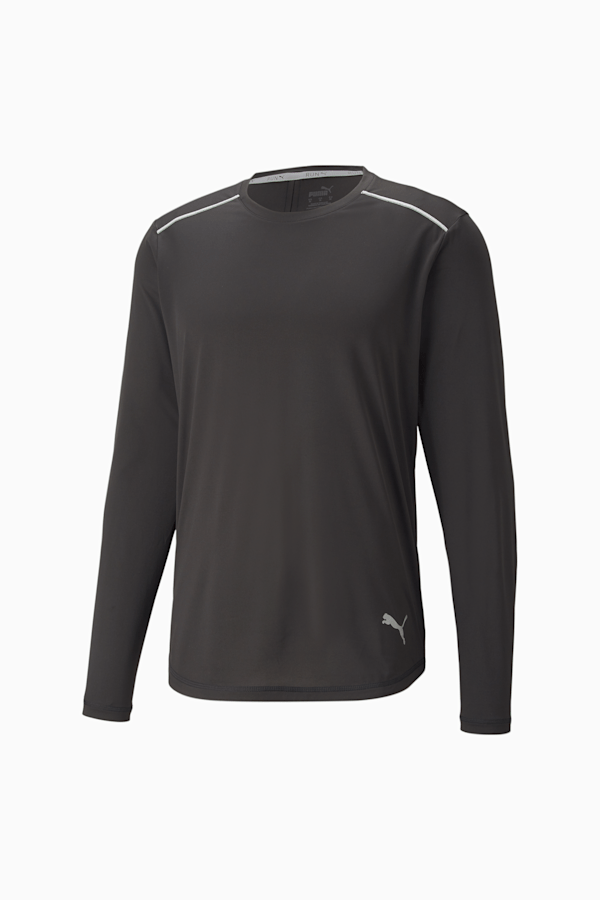 Long Sleeve Men's Running Tee, Puma Black, extralarge