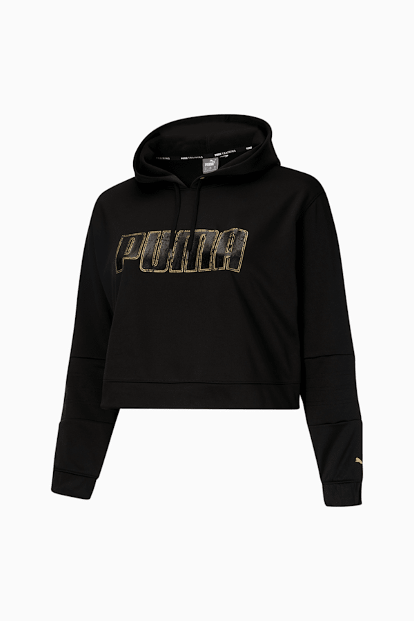 Moto Women's Pullover Hoodie PL, Puma Black-Gold, extralarge