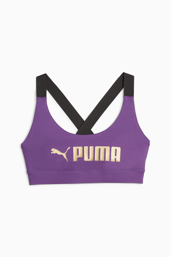 PUMA Fit Mid Impact Training Bra, Purple Pop-PUMA Gold, extralarge-GBR