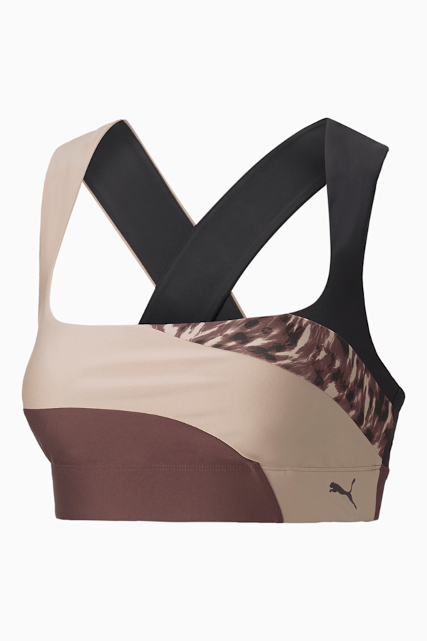 Top Puma Mid Impact Safari Glam Bra Feminino - Roxo+Rosa