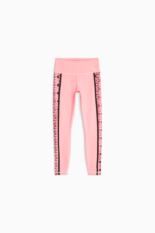 Puma Pink & White Cotton Color-Block Sports Leggings