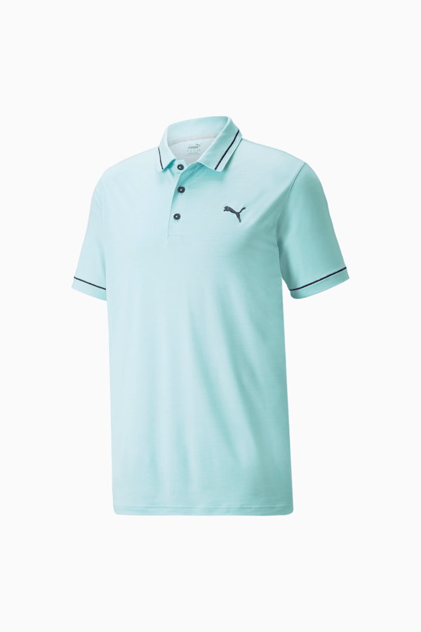CLOUDSPUN Monarch Men's Golf Polo Shirt, Angel Blue Heather-Navy Blazer, extralarge
