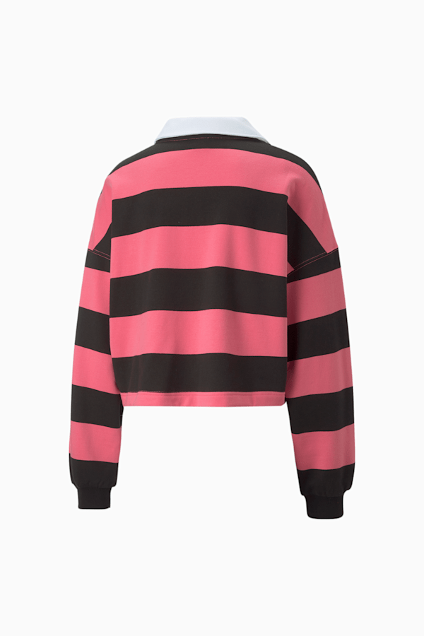 Sportswear by PUMA Striped Long Sleeve Women's Polo, Sunset Pink, extralarge