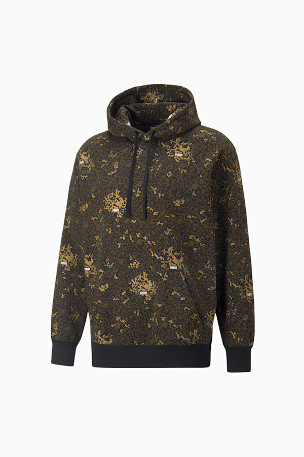 Brand Love Metallic Men's Hoodie, Puma Black-Gold, extralarge