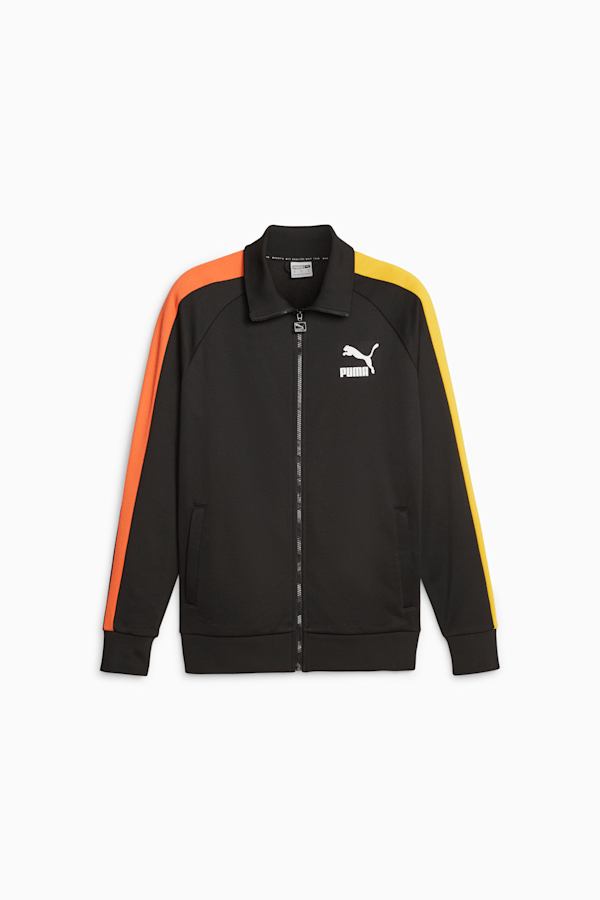 T7 ICONIC Men's Track Jacket, PUMA Black-Hot Heat, extralarge