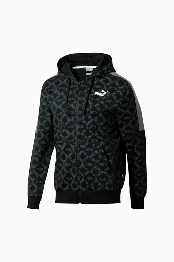 Logo AOP Pack Men's Hoodie, Cotton Black-AOP, extralarge