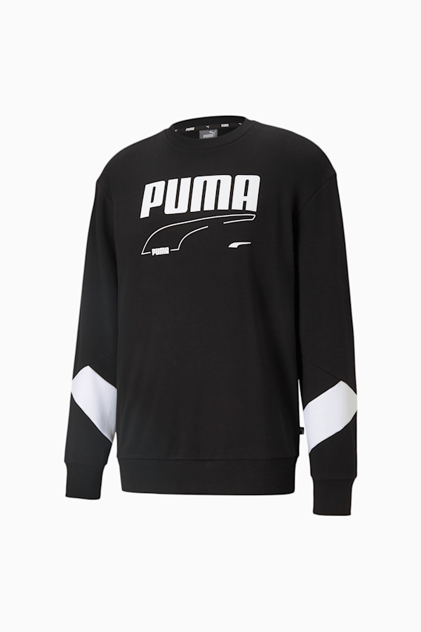 Rebel Crew Neck Men's Sweater, Puma Black, extralarge-GBR