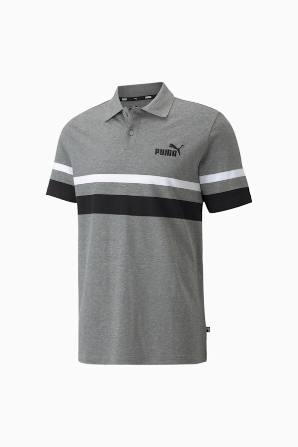 Essentials Stripe Men's Polo Shirt, Medium Gray Heather, extralarge