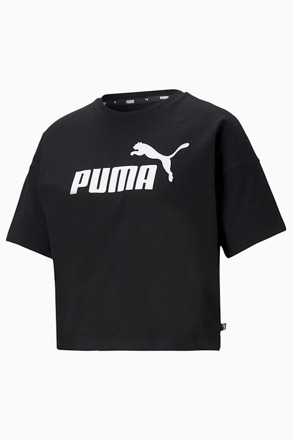 Essentials Logo Cropped Tee Women, Puma Black, extralarge