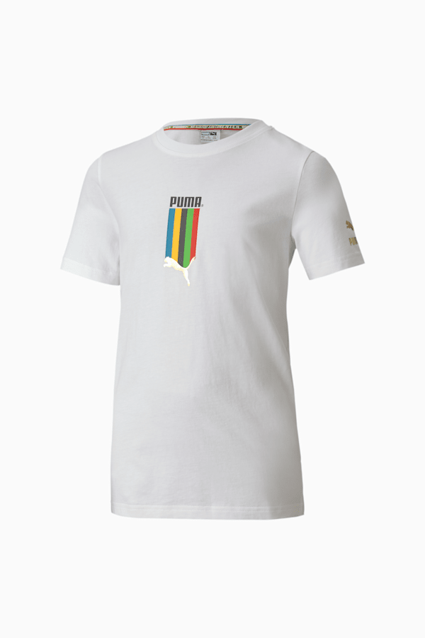 Tailored for Sport Unity Boys' Graphic Tee, Puma White-5 continents, extralarge