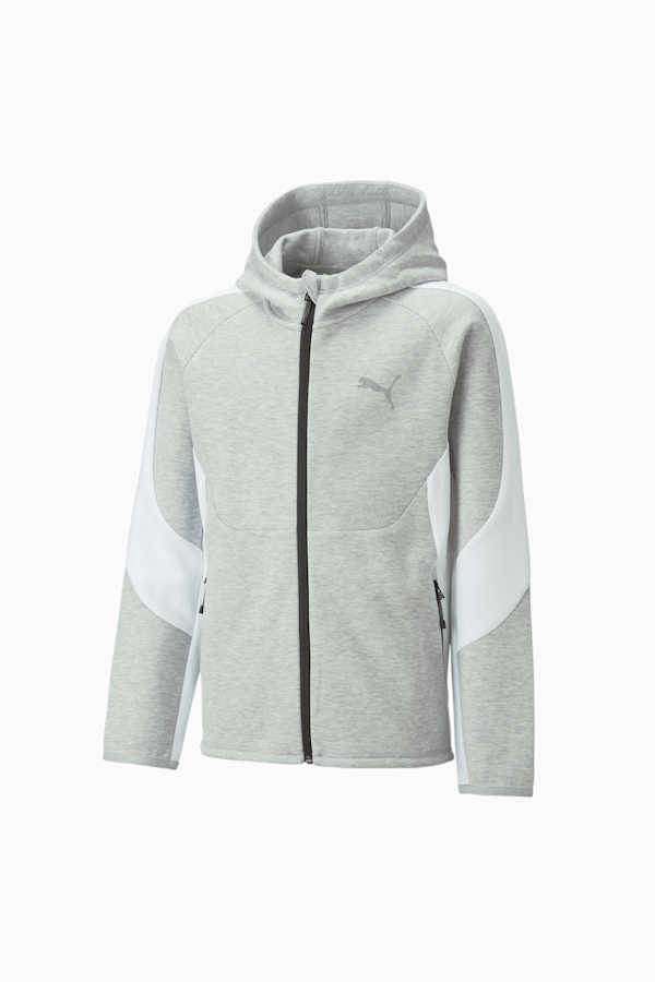 Recycled Content: Evostripe Full-Zip Hoodie Youth, Light Gray Heather, extralarge