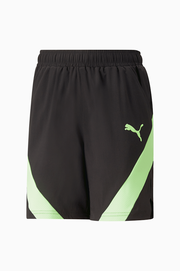 PUMA Fit Woven Shorts Youth, PUMA Black-Fizzy Lime, extralarge
