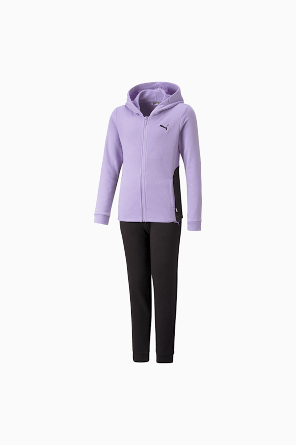 Hooded Sweatsuit Youth, PUMA Black-Vivid Violet, extralarge-GBR