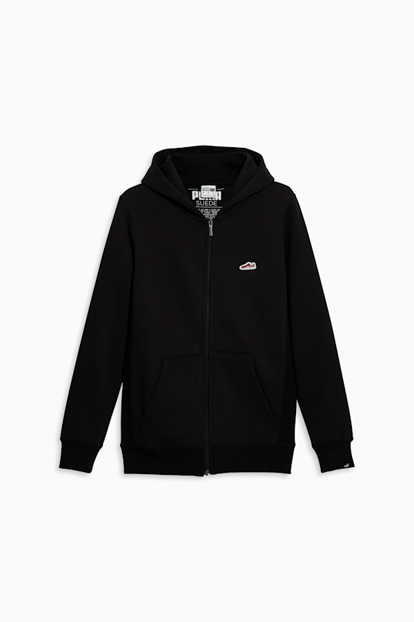 Suede Logo Men's Zip Up, PUMA Black, extralarge