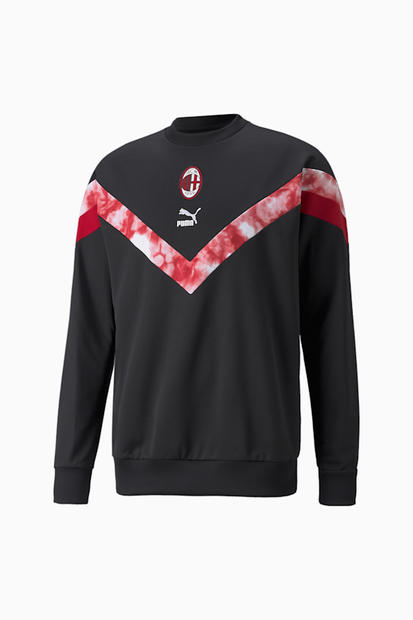 ACM Iconic MCS Crew Neck Men's Football Sweater, Puma Black-Tango Red, extralarge