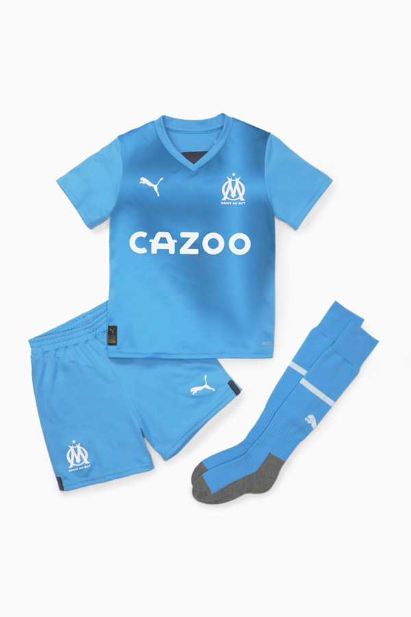Olympique de Marseille Third 22/23 Mini Kit, Bleu Azur-Mykonos Blue, extralarge-GBR