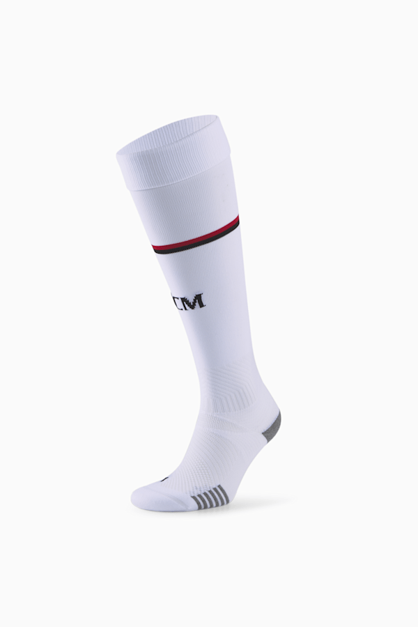A.C. Milan Football Striped Replica Socks Men, Puma White-Tango Red -Puma Black, extralarge